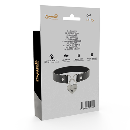 Coquette collar cuero vegano accesorio corazÓn con llave