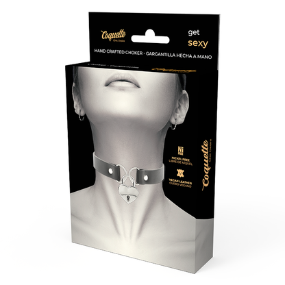 Coquette collar cuero vegano accesorio corazÓn con llave