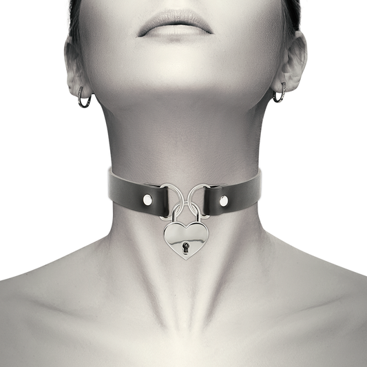 Coquette collar cuero vegano accesorio corazÓn con llave