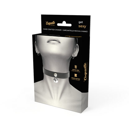 Coquette collar cuero vegano accesorio woman cascabel