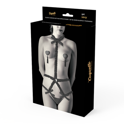 Ensemble de lingerie coquette avec cache-tétons de luxe