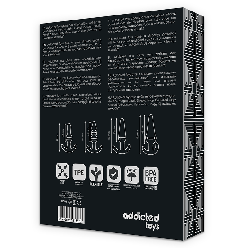 Anal Toys Addicted Toys Set 4 Pieces Nero