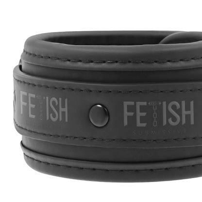 Collare Fetish submissive con manette e catena nero