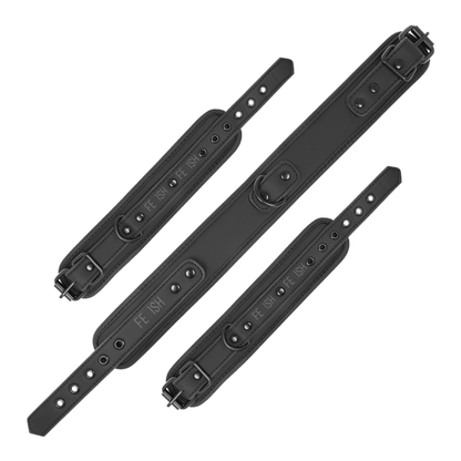 Collare Fetish submissive con manette e catena nero