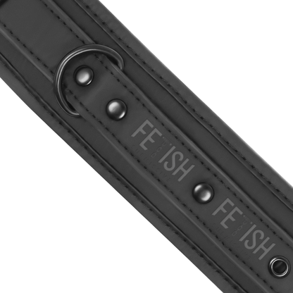 Collare Fetish submissive con manette e catena nero