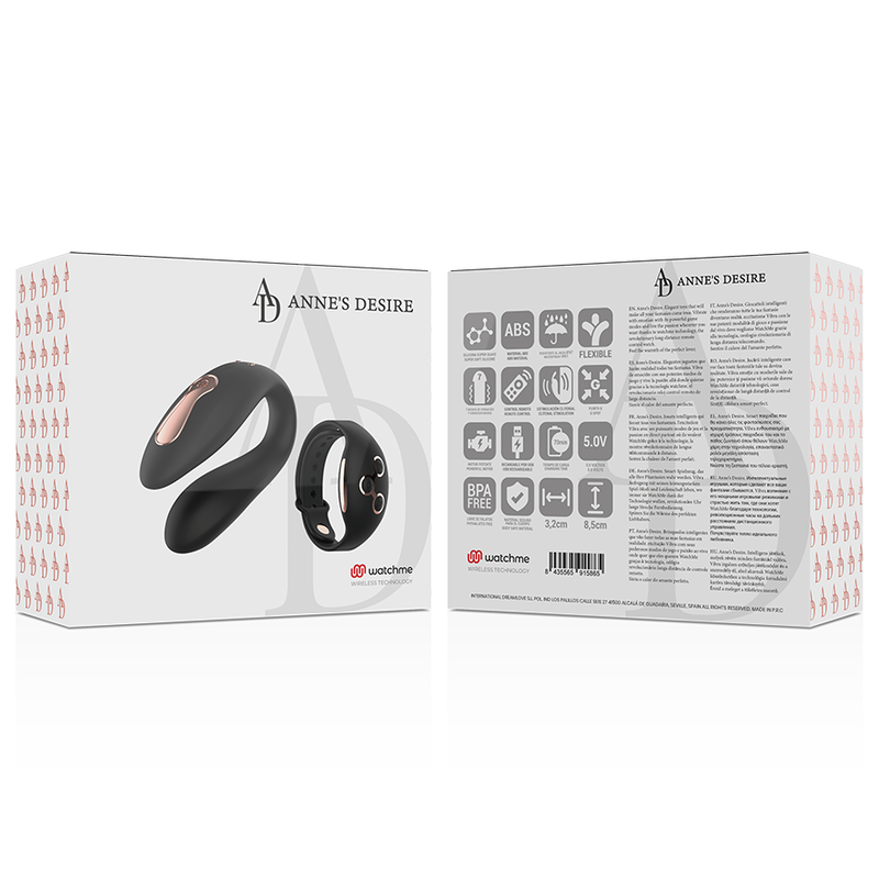 Vibratore telecomandato Anne s desire dual con orologio nero / oro