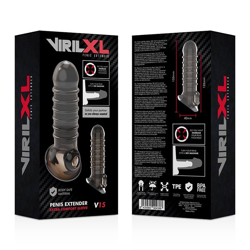 Virilxl extension y funda  de pene  v15 negro