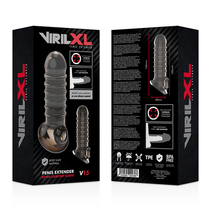Virilxl extension y funda  de pene  v15 negro