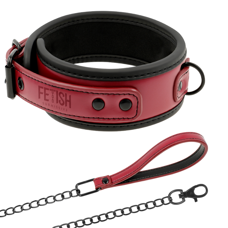 Fetish Submissive dark Room Collare con Catena Rosso/Nero