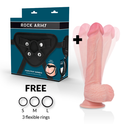 Strap-on dildo Rockarmy 22 cm con vibrazione e rotazione