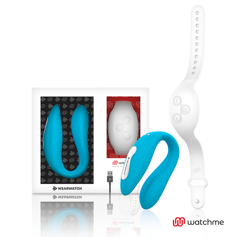 Vibratore telecomandato Wearwatch dual pleasure wireless technology watchme indigo e bianco