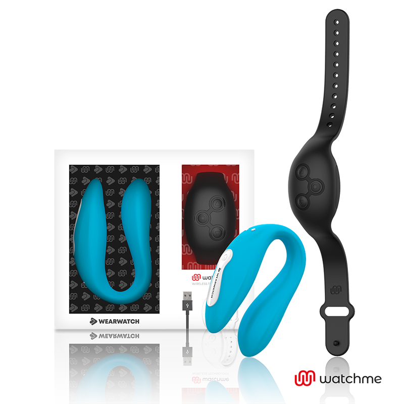 Vibratore telecomandato Wearwatch dual pleasure wireless technology watchme celeste e nero