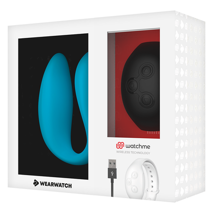 Vibratore telecomandato Wearwatch dual pleasure wireless technology watchme celeste e nero