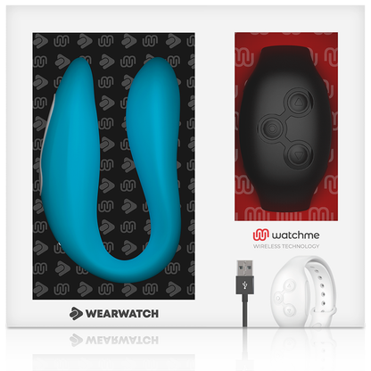 Vibratore telecomandato Wearwatch dual pleasure wireless technology watchme celeste e nero