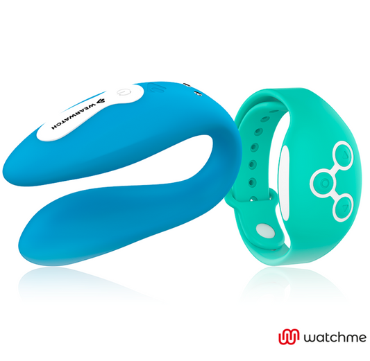 Vibratore telecomandato Wearwatch dual pleasure wireless technology watchme celeste e acquamarina