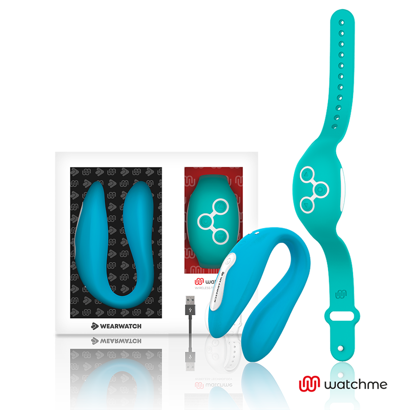 Vibratore telecomandato Wearwatch dual pleasure wireless technology watchme celeste e acquamarina