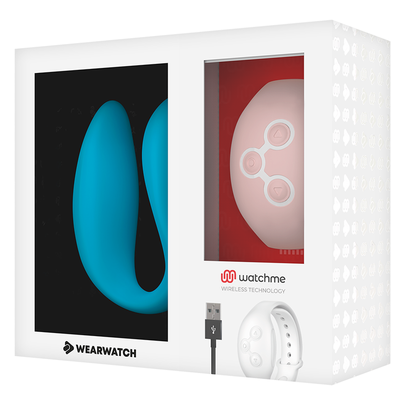 Vibreur télécommandé Wearwatch double plaisir sans fil technologie watchme bleu ciel et rose