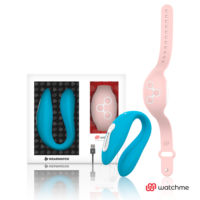 Vibreur télécommandé Wearwatch double plaisir sans fil technologie watchme bleu ciel et rose