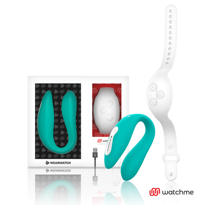 Vibratore telecomandato Wearwatch dual pleasure wireless technology watchme acquamarina e bianco