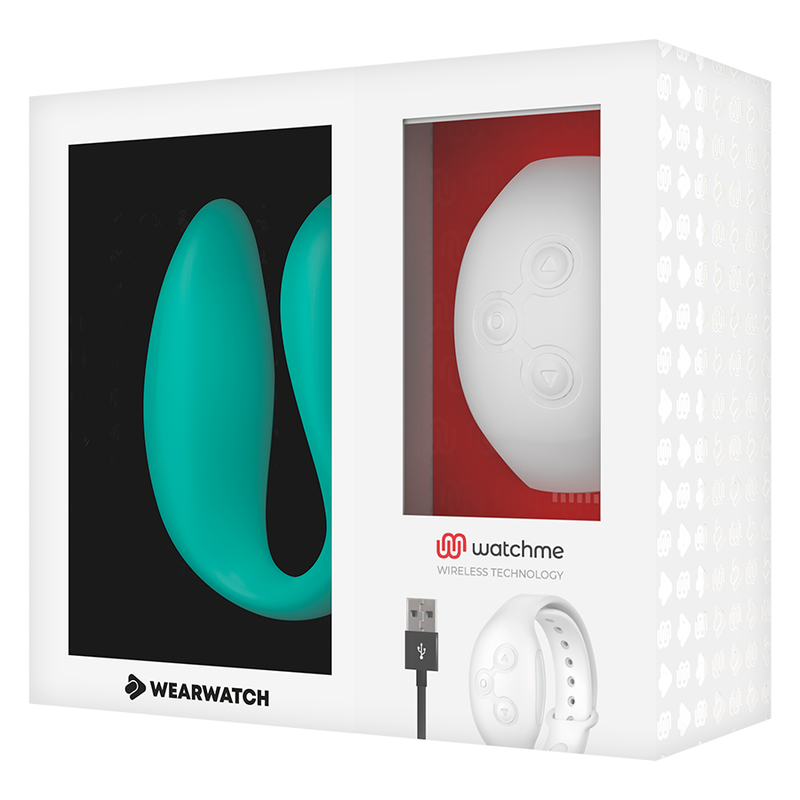 Vibratore telecomandato Wearwatch dual pleasure wireless technology watchme acquamarina e bianco