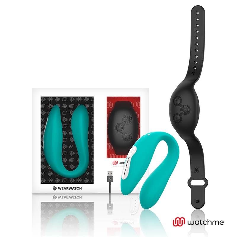 Vibratore telecomandato Wearwatch dual pleasure wireless technology watchme acquamarina e nero
