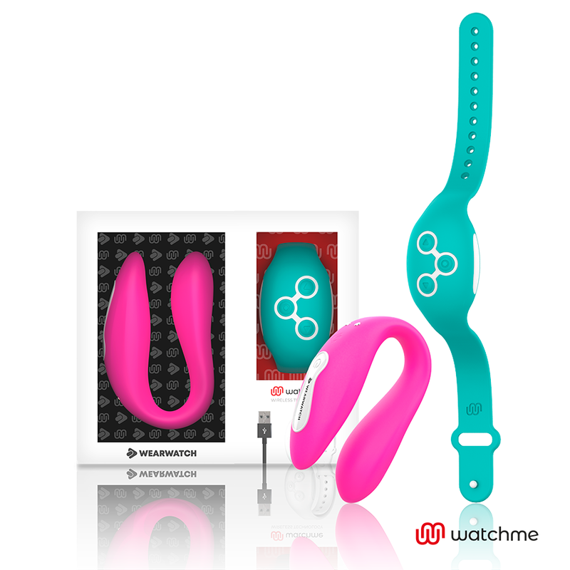 Vibratore telecomandato Wearwatch dual pleasure wireless technology watchme acquamarina e fucsia