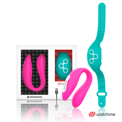 Vibratore telecomandato Wearwatch dual pleasure wireless technology watchme acquamarina e fucsia