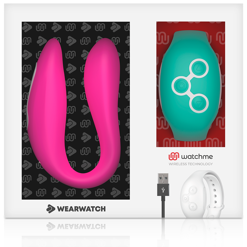 Vibratore telecomandato Wearwatch dual pleasure wireless technology watchme acquamarina e fucsia