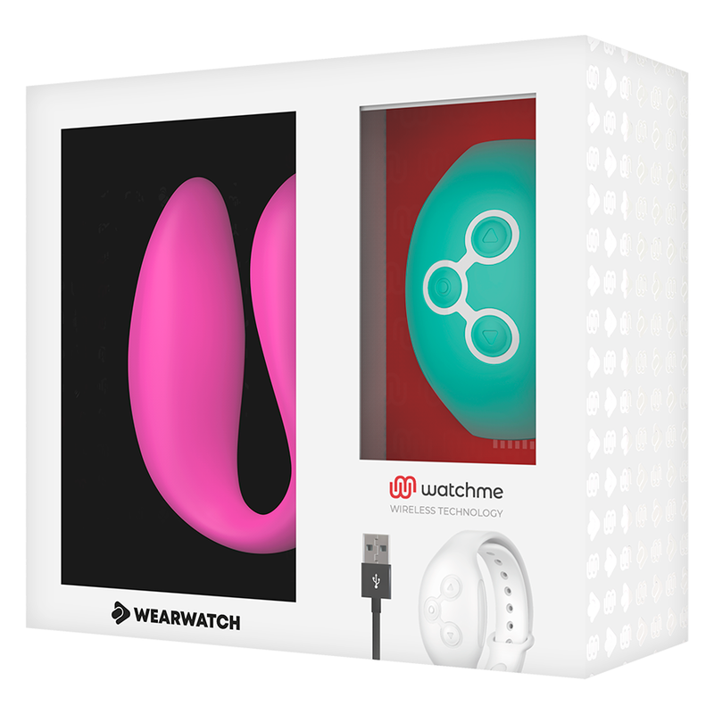 Vibratore telecomandato Wearwatch dual pleasure wireless technology watchme acquamarina e fucsia