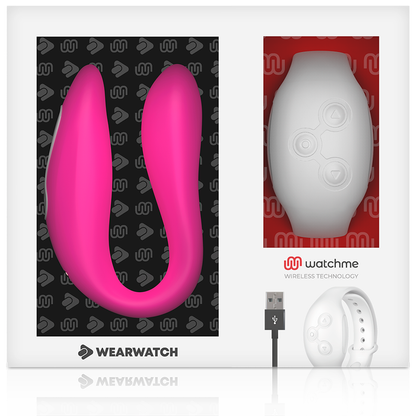 Vibratore telecomandato Wearwatch dual pleasure wireless technology watchme fucsia e bianco