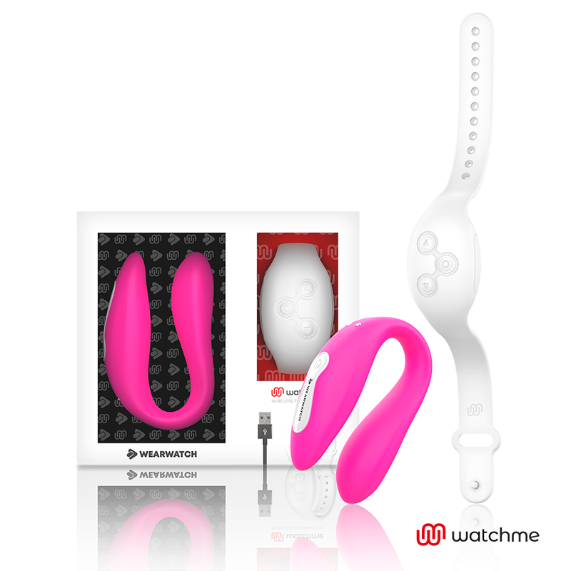 Vibratore telecomandato Wearwatch dual pleasure wireless technology watchme fucsia e bianco