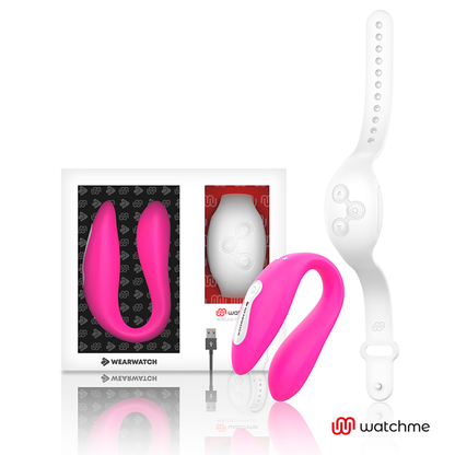 Vibratore telecomandato Wearwatch dual pleasure wireless technology watchme fucsia e bianco