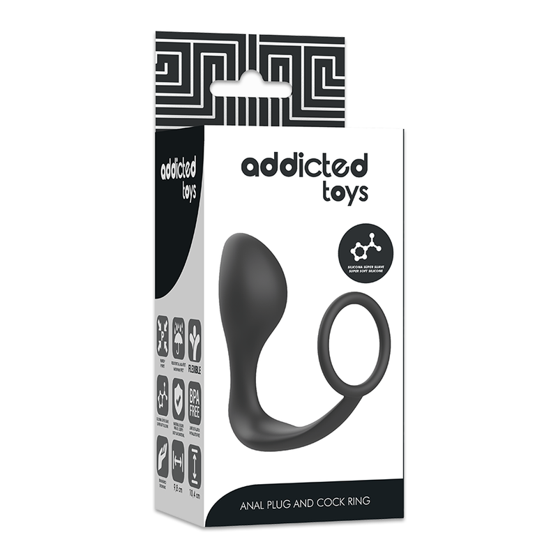 Plug anale di giocattoli addicted con anello in silicone nero