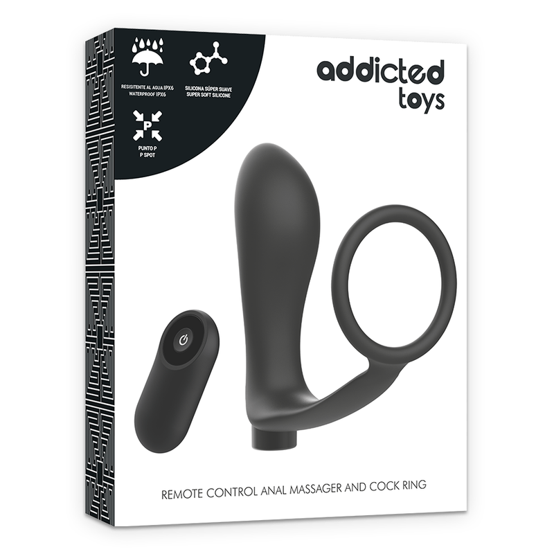 Anneau pénien avec télécommande addicted toys plug anal noir rechargeable