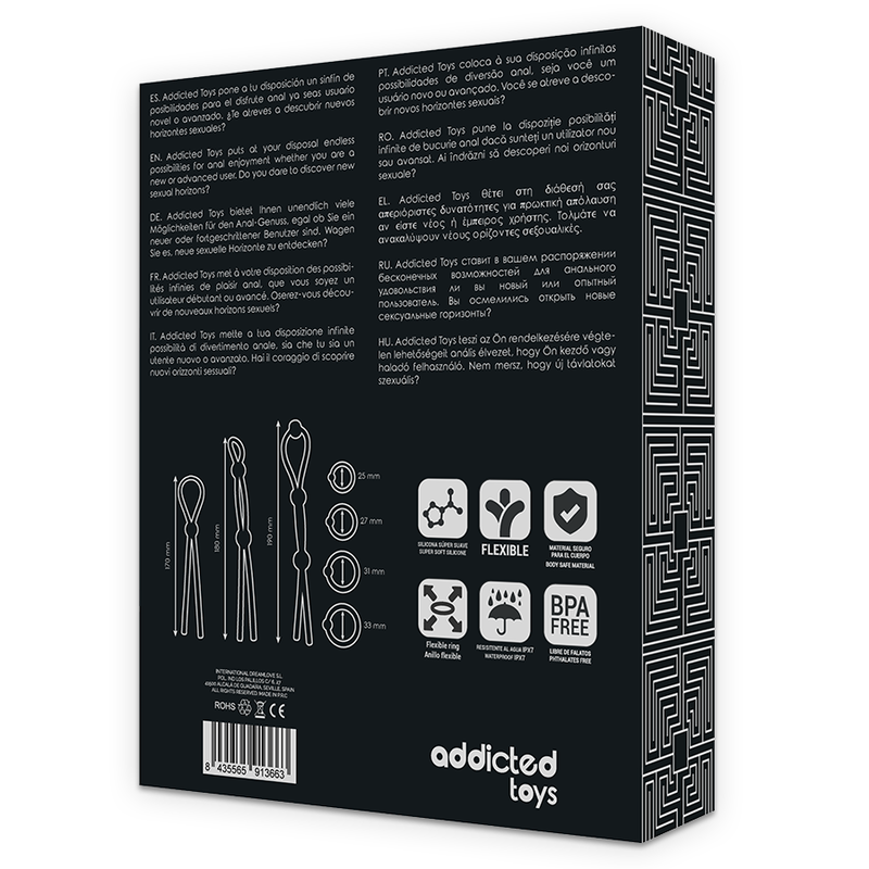 Addicted toys kit de 7 anneaux péniens flexibles en silicone