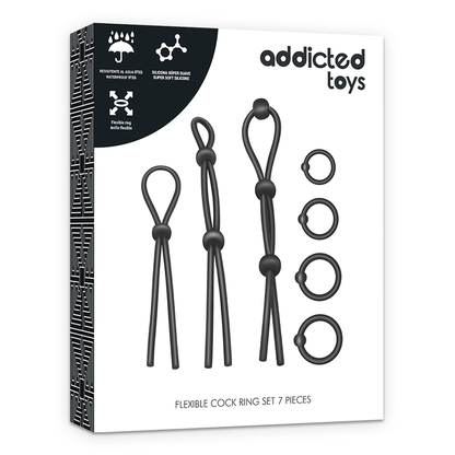 Addicted toys kit de 7 anneaux péniens flexibles en silicone