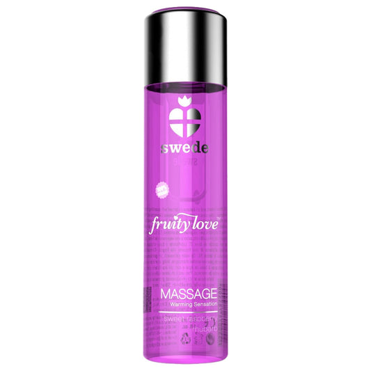 Aceite de masaje calentador de ruibarbo dulce y frambuesa