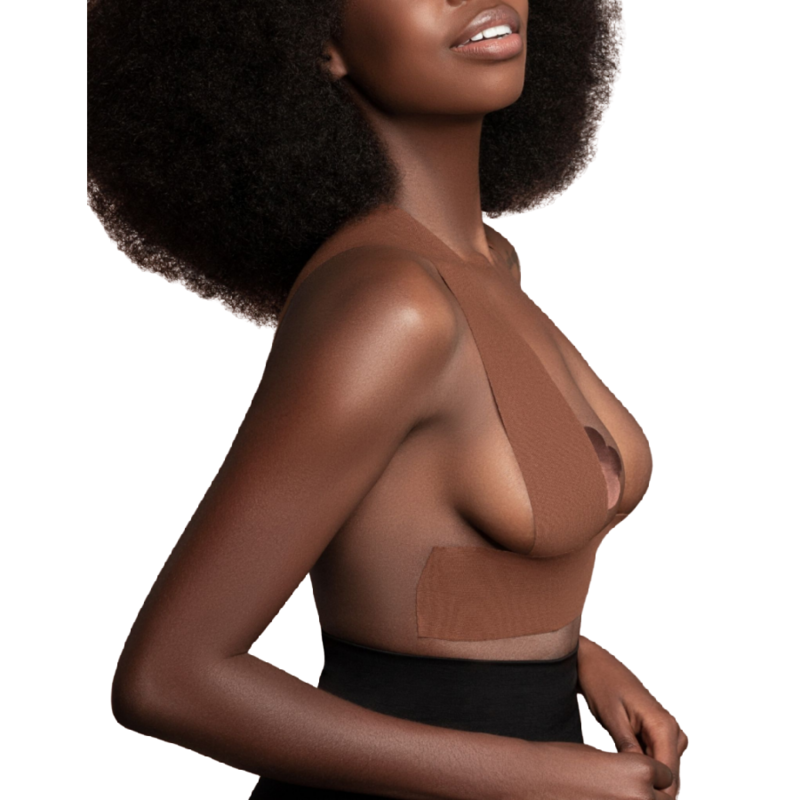 Nastro corpo reggiseno bye 5m x 6,5 cm + 3 coppia copri copri niples in raso marrone scuro